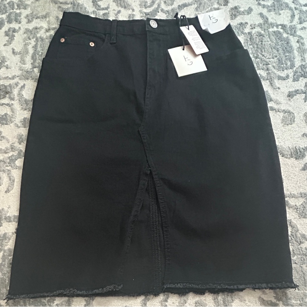 HAPPILY GREY black, mid-length jean skirt, brand new